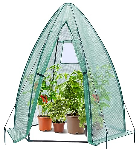 Ohuhu Växthus folieväxthus övervintringstält 160 x 180 cm, tomatväxthus vinterskydd, PE grönt övervintringstält för växter, väderbeständigt multifunktionellt drivhus, växthus