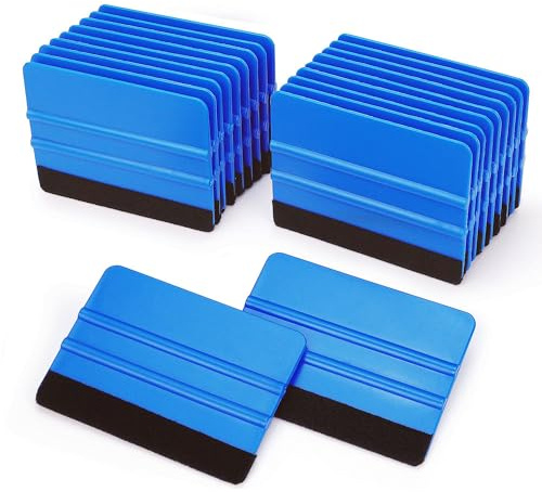 ‌20 Pezzi Raclette per Pellicola Auto, Kit Professionale per Tintura Vetri e Vinile Wrapping, Spatole in Vinile/Feltro 10x7 cm con Bordo Rinforzato, per Avvolgere Auto E Uso Domestico