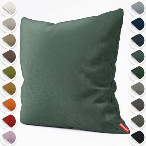 Schuette® Dekorativer Kissenbezug aus Samt mit verdecktem Reißverschluss • Millenium Velvet Kollektion: Isle of Pines (Dark Green) • Knitterfrei • Kuschelweich • Zierkissen • Sofakissen