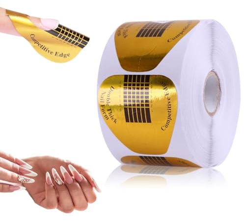 500 Stück Nagel-Schablonen, Hufeisen Nail Stencils, Nagelschablonen für Gelnägel, Selbstklebende Verlängerungsfolie, Verlängerungsfolie Modellierschablonen Modellier, Golden Schablonen