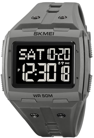 Rechteckige Herrenuhr Digitaluhr Herren Quadratisch Eckig Zifferblatt Militär Uhr Armbanduhr Digital Seniorenuhr Silikon Armband Military Watch Sportuhr Tactical Watch Outdoor 5 ATM Wasserdicht Jungen