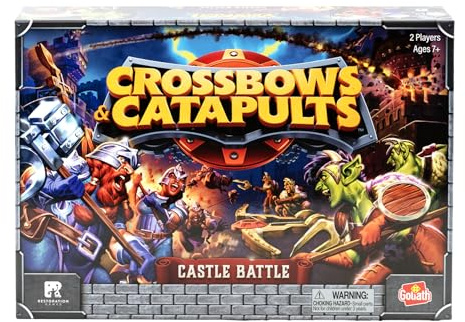 Goliath Games Age 7+: Armborst och katapulter - Castle Battle | Legendary Builds & Epic Destruction! | Retro strategi brädspel | För 2 spelare i åldrarna 7+