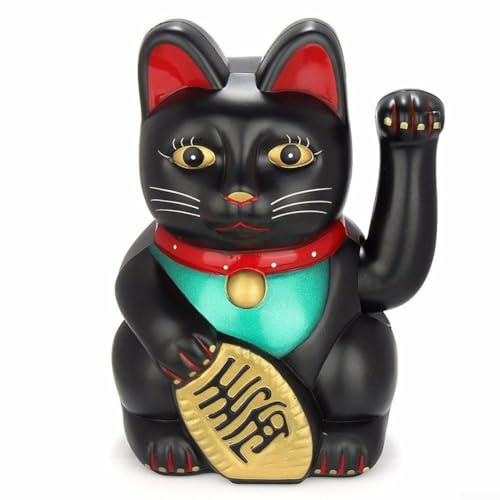 Zilimontt Décoration Chat Porte-Bonheur Électrique 12,7 cm Symbole de Richesse et de Trésor Noir