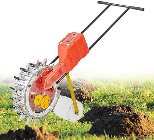 XINRISHENG Carro de Empuje esparcidor de Semillas Manual de Servicio para jardín/Rancho Grande - Bastidor de Acero Duradero con tasa de siembra Ajustable, Mango ergonómico