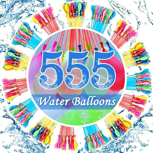 AQDJWHM 555 Pieces Water Balloons for Kids Easy Fill, Rapid Filling Self Sealing Water Balloons, Colorful Water Bombs for Kids Summer Party