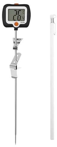 Thermomètre de cuisine - Instrument à sonde longue avec crochet de pot - Thermomètre à huile de friture avec affichage orientable, pour restaurant cuisson grillage, barbecue extérieur sucre bière
