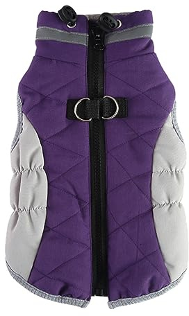 Generisch Invierno Algodón Acolchado Ropa para Perros Pecho Espalda Cremallera Chaqueta Ropa para Mascotas Conjunto de Tracción Espalda Pecho (Purple, M)