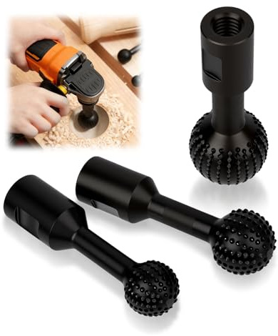 Qivine Fresas para Madera, Giratoria Fresa de Punta Esférica φ 25mm + 30mm + 40mm, 3 Piezas Carbono Kit de Herramientas de Amoladora para Trabajar, Tallar (Rosca 5/8-11'')