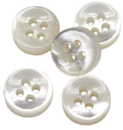 YaHoGa 20 pezzi 10 mm NATURALE BOTTONI MADREPERLA Genuine bottoni in madreperla MOP Shell pulsanti camicia bottoni (Bianco)