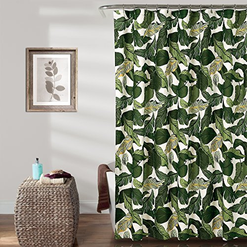 Lush Decor, Cortina de Ducha con diseño de Isla de Bosque Tropical Verde, 72 x 72 Pulgadas