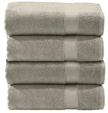 DONE Deluxe Handtücher 4er Set Zwirnfrotier Weich Hautfreundlich 100% Baumwolle Taupe 50x100cm, 550gr/m²