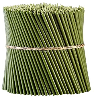 Danilovo Ritual Bienenwachs Kerzen (Grün) - Orthodoxe Kerzen für Gebet Tischdeko Hochzeit - Ungiftig, Ruß - Tropffrei, Lang, Nachhaltige Produkte, N100, Höhe: 16,5 cm, Ø 5,7 mm (200 stück)