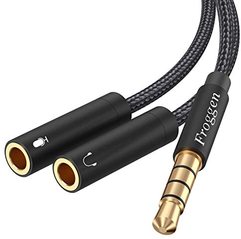 Froggen Cavo Audio Splitter 3.5, Adattatore Jack 3.5mm Maschio a Doppia 3.5mm Femmina Sdoppiatore Microfono Cuffie Cavo Maschio a Femmina Y Jack per Cuffie, Smartphone, PC ecc.20 cm