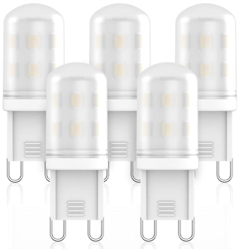 RuLEDne Ampoules LED G9 2W Equivalent 20W 25W Halogène Lampe, Ampoule G9 LED Blanc Naturel 4000K, Pas de Scintillement, Angle de 360, AC220-240V, Non Dimmable, Lampe LED à douille G9, Pack de 5
