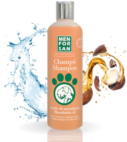 MENFORSAN Macadamiaöl-Shampoo für Hunde, pflegt und glänzt das Fell, entwirrende Wirkung, Anti-Frizz und regenerierende Eigenschaften, Zitrus, 300 ml