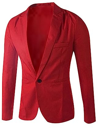 Blazers for Men UK Lightweight Regular Fit Suit Jacket Formal Business Work Jackets 1 Buttons Plain Classic Chic Blazer Casual Smart Stylish Tuxedo Wedding Party Dinner Blazers Red