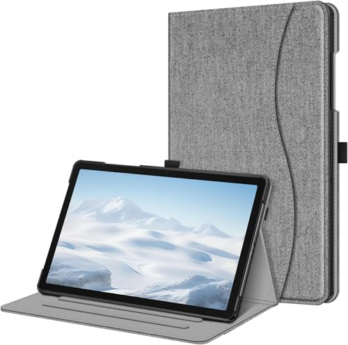 FINTIE Coque pour Samsung Galaxy Tab A11 Plus (A11+) 11 Pouces 2025 et Galaxy Tab A9 Plus (A9+) 11” 2023, Housse Folio et Multipositions, Etui avec Poche de Document, Gris