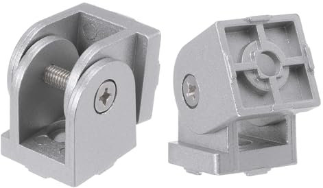 sourcing map 2 Pièces D'Articulations Pivotantes en Aluminium Moulé Sous Pression, Réglables à 180°, Pivotante Flexible pour Profilé en Aluminium de la Série 3030, Diamètre 8 mm, Argenté