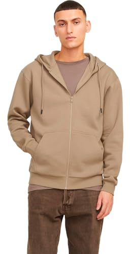 JACK & JONES Regular fit huvjacka huvtröja med dragkedja, enfärgad, dragkedja, tröja, jJEBRADLEY, Koriander, S