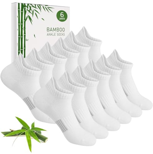 Blu Ninfee Bamboo Trainer Socks Womens 3-5 6-8, Ladies Ankle Sports Socks | 6 Pairs Running Athletic Breathable Short Socks with Gift Box for Women Girls Summer
