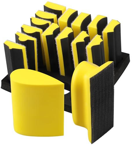 Set di Blocco Levigatura Manuale da 16 pezzi con profilo sagomato e piastra di supporto concava e convessa per la lavorazione del legno, il restauro di mobili, la verniciatura di auto e l'artigianato.