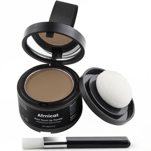 Instant Hairline Powder, Root Touch Up Hair Color for Gray Coverage and Thinning Hair, Root Cover Up Conceals Hair Loss & Bald Spots, Natural and Non-Greasy Hair Color for Women & Men, Light-Brown