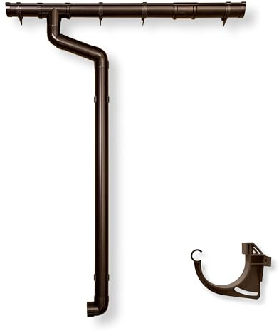 Dachrinne Halbrund 65 mm | Komplettset mit Fallrohr bis 750cm | Typ 250 Fallrohr DN 60 | Kunststoff PVC Braun | 4Home&Garden (Dachlänge: 1-Seite bis 300cm)