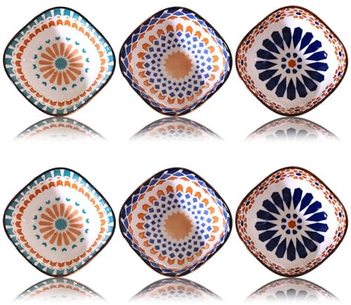 GBKDQQ Keramik Dipschalen, 6 x 200 ml Dip Schalen Set, 9.4cm Ø Saucenschälchen, tapas schalen set, snackschalen & dipschalenDip, Schälchen Stapelbar Dipschälchen Für Snacks, Dessert, Dips und Saucen