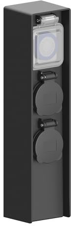 Ledvion - Außensteckdose mit Pfahl, Inkl. Timer, 2 Steckdosen, Wasserdicht IP44, 3 Jahre Garantie