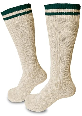 Steigenhöfer Manufaktur Chaussettes longues rayées pour costume traditionnel homme et femme en coton – Chaussettes traditionnelles pour la fête de la bière et autres célébrations – Chaussettes