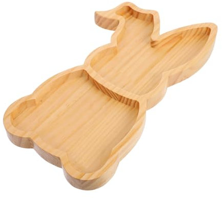 OUNONA Plato De Pascua Forma De Conejo Bandeja De Madera Para Charcutería Decorativa y Funcional Para Servir