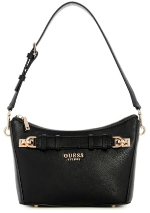 GUESS Gregoria Top Zip Shoulder Bag, Borsa a Tracolla Donna, Nero, Taglia Unica