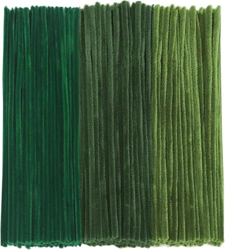 YIKUBO 150pcs Pipe Cleaners Green for Craft 3 Colors of Green Pipe Cleaners 30cm Long Flexible Pipecleaners for Christmas Tree Project DecorationIdeal for Making Flowers, Animals & Decorations
