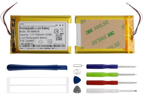 Duotipa 1 500 mAh nytt ersättningsbatteri 361–00066-00, kompatibel med Garmin Camper 760LMT-D, Dezl 760, campare 760, Dezl 760 LMT batteri med reparationsverktygssats