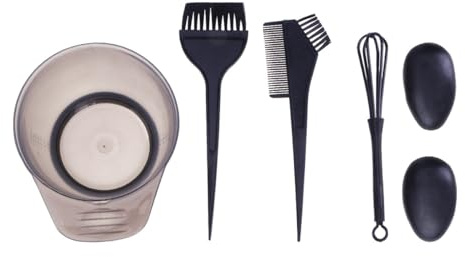 OUNONA Kit de Teinture Cheveux Complet avec Bol Mélangeur Brosse Douce et Peigne Cache-oreilles Set DIY Réutilisable pour Coloration sans Dégâts Accessoires Coiffure Couleur Aléatoire