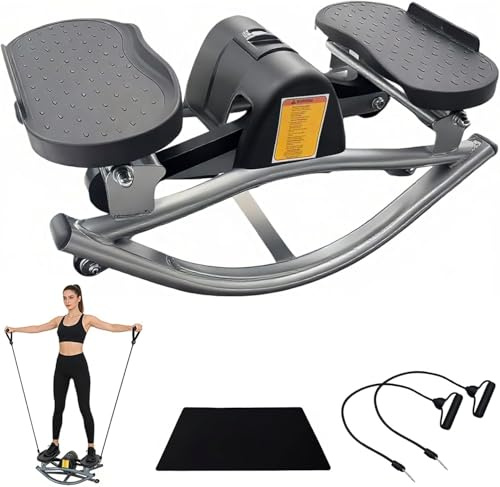 HoldOneLight Lateral Rocking Fitness Stepper – Side-to-Side Rock Stepper with Digital Monitor & Resistance Bands for Home Workouts