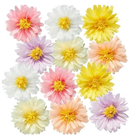 BKEPDY 12 Pezzi Decorazioni Compleanno Fiori di Carta Margherite Colorate Ghirlanda Decorazioni per Interni ed Esterni per Feste Matrimoni Cerimonie di Laurea