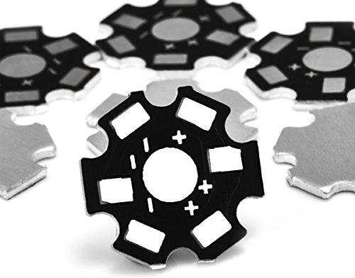 CHANZON 25pcs 1W 3W 5W LED Disipador de calor (2 pines negro) Placa base de aluminio PCB 20 mm Estrella DIY Disipador de calor Refrigeración para chips LED COB de alta potencia Cuentas de 1/3/5 Watt