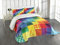 ABAKUHAUS Patchwork Tagesdecke Set, Regenbogen-Retro Patchwork, Set mit Kissenbezügen Waschbar, für Doppelbetten 264 x 220 cm, Blau Gelb