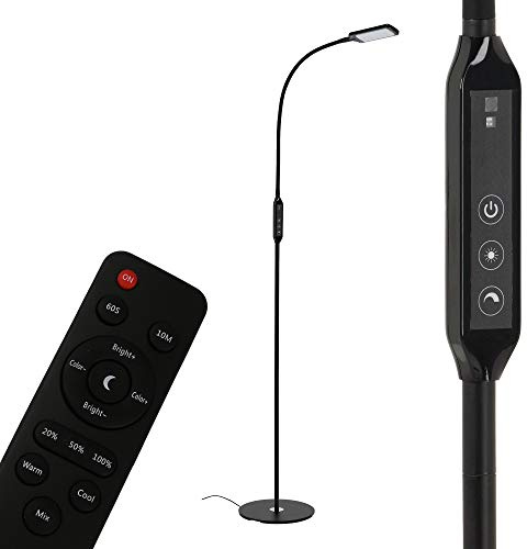 Briloner Leuchten LED Stehleuchte, Stehlampe dimmbar, Fernbedienung, inkl. Farbtemperatursteuerung, 8 Watt, 700 Lumen, Schwarz, 8 W, 1 Stück (1er Pack)