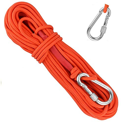 Kletterseil Hochfeste Sicherheitsseile Lang 20m Durchmesser 6mm Statisches Seil Outdoor Rettungsseil mit 1 Karabiner Festmacherleine Allzweckseil für Wandern Bergsteigen Outdoor Sport Camping