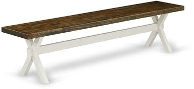 East West Furniture XB077 X-Style Modern Dining Bench with Wooden Seat, 72x15x18 Inch, Multi-Color