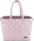 normani® Einkaufstasche Shopper geflochten aus Kunststoff - robuster Strandkorb Vintage Style 38cm x 25cm x 28cm Farbe Hellrosa