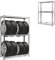 GYMAX Höhenverstellbares Reifenregal für 8 Reifen, mit 3 Ebene, 120 x 40 x 180 cm, aus Metall & MDF-Holz, max. 795 kg belastbar, für Garage Keller Werkstatt, Silbern