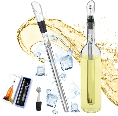 Bastoncino refrigerante,Darryy Raffredda per Bottiglie Vino, 3 in 1 Set per Aperitivo, Idee Regalo per Uomo e Donna, Decanter, Beccuccio Anti-Goccia e Asta, per Champagne e Vino