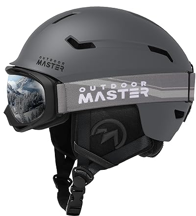 OutdoorMaster Skihelm-Set, Snowboard-Helm mit Brille für Erwachsene - 12 Belüftungsöffnungen - Skihelme für Männer, Frauen und Jugendliche