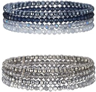 GUTERTOP 8 Stück Kristall Armband Damen Perlen, Boho Perlenarmband Damen, Mehrschichtiges Steine perlenarmbänder für Partner