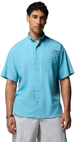 Columbia Mens PFG Tamiami II Short Sleeve Fishing Shirt, Vintage Blue, XX-Large