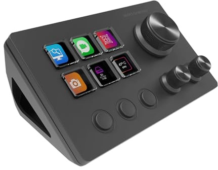 Mars Gaming MSD-TWO, Control Deck Compacto, 6 Teclas LCD Personalizables + 3 Botones, 3 Ruedas Multifuncionales, Control Deck Slim Ergonómico, Software de Control y Plug-ins, Windows y MacOS, Negro