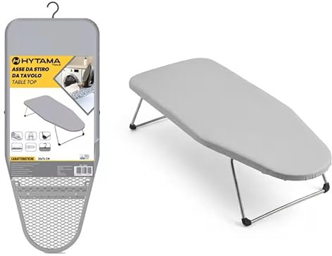 HYTAMA TOOLS - Tabla de planchar de mesa de acero Table Top 74 x 30 cm - Mesa de planchar profesional, altura desde la base 17 cm, cubierta algodón estampado, bajo tejido de espuma de alta calidad,